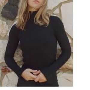 Eros Sparkle Mock Neck Pullover Sweater Women's S Black Old Money